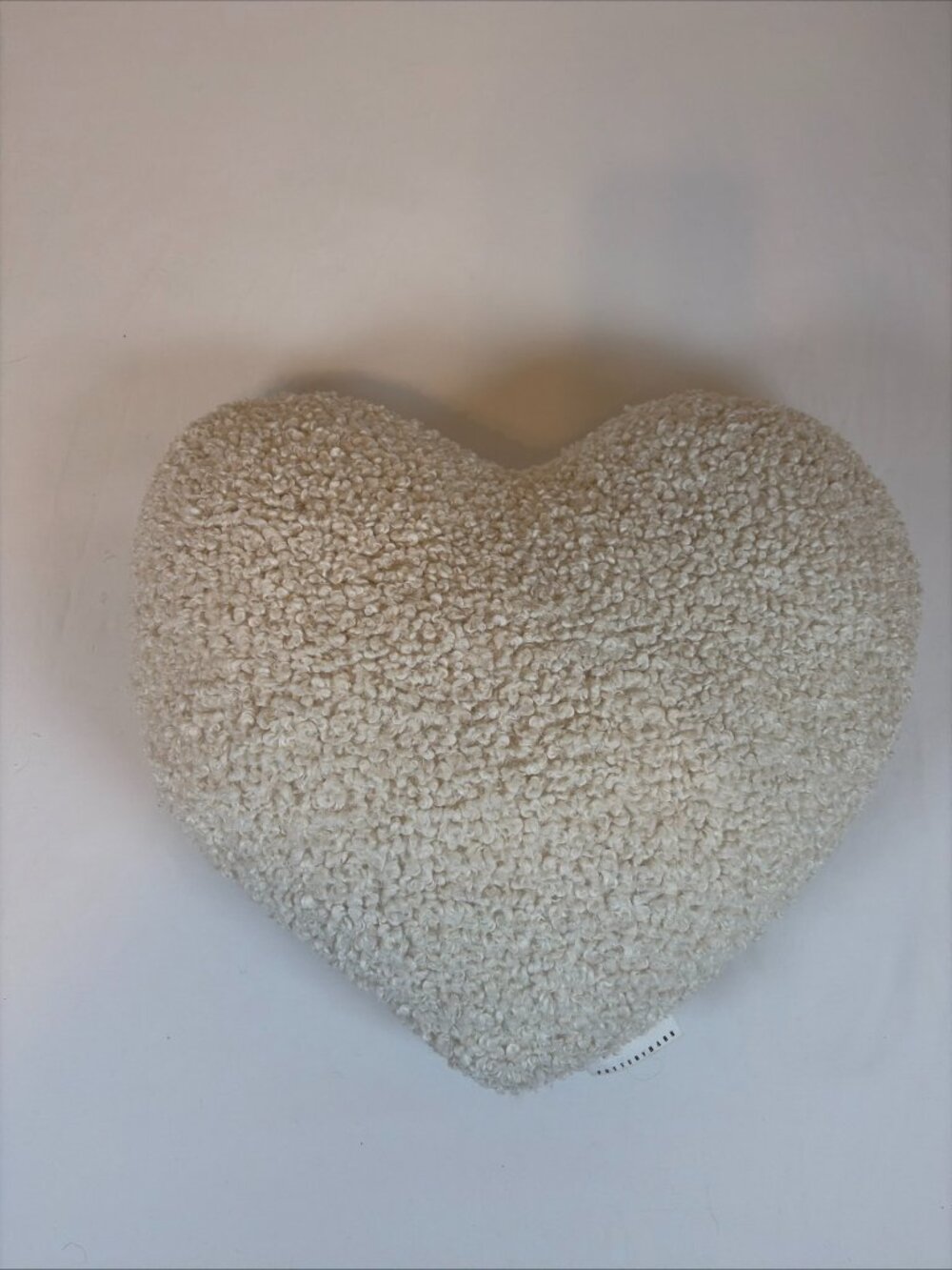 Pottery Barn Cozy Teddy Faux Fur Heart Shaped Pillow Cream